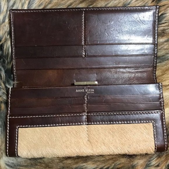 *Rare* Anne Klein Hair Calf Leather Antiqued Frame Push Latch Wallet - Picture 4 of 15